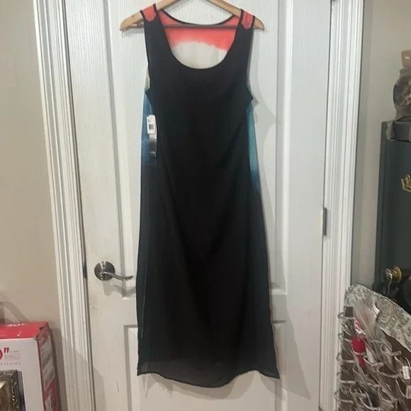 Kenzie size M watercolor tie-dye look sleeveless lined midi dress new with tags - Picture 4 of 4